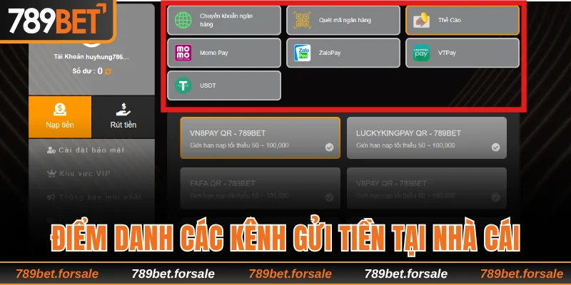 Điểm danh các kênh gửi tiền tại nhà cái